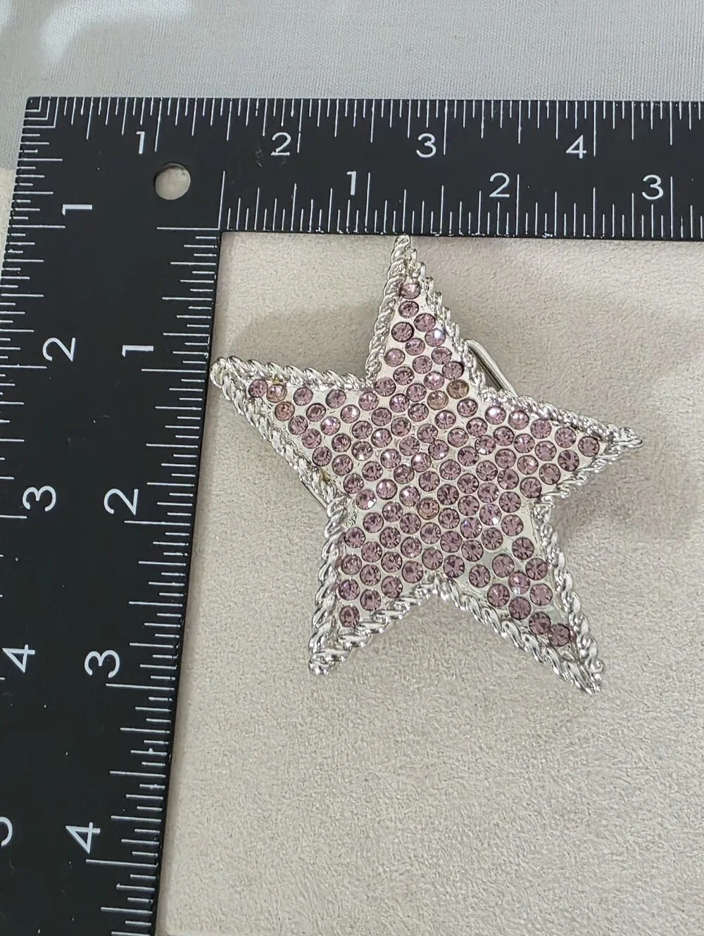 Y2K Pink Crystal Star Belt Buckle Silver Tone Rope Edge Statement